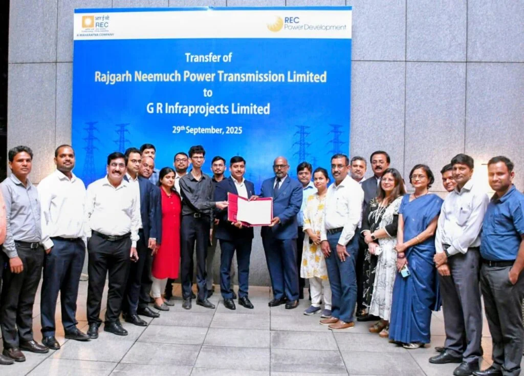 आरईसीपीडीसीएल ने राजगढ़ नीमच पावर ट्रांसमिशन एसपीवी को जीआर इंफ्राप्रोजेक्ट्स लिमिटेड को सौंपा rec